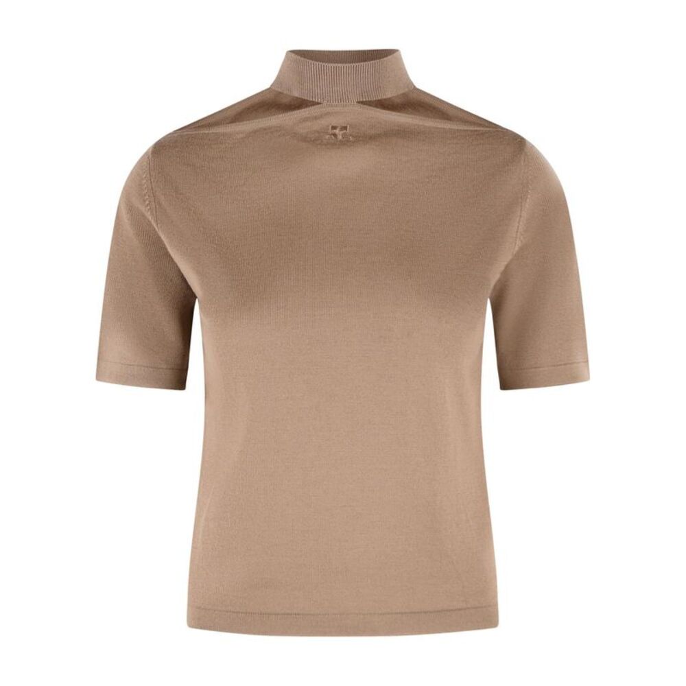 Courreges Brown Merino Wool Turtleneck Sweater Women